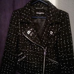 Beautiful Karl Lagerfeld Paris Black wool pea-coat jacket size medium